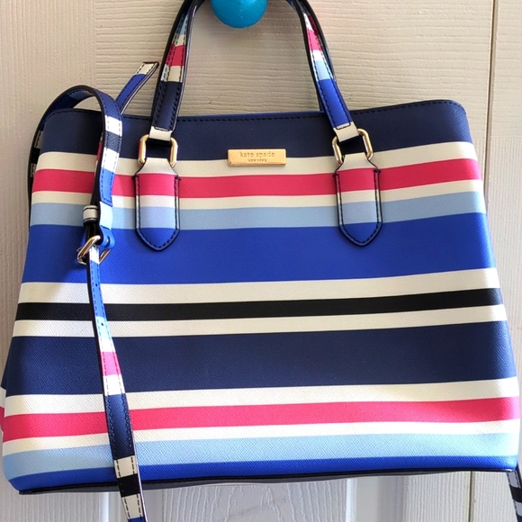 NWOT Kate Spade New York Striped Evangelie Laurel Way Blue Waltz Striped Bag